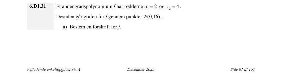 Vejledende enkeltopgave 6.D1.31